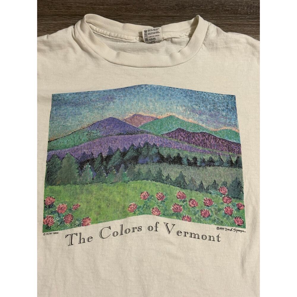 Vintage 1994 The Colors Of Vermont Scenery Shirt Single Stitch Nature - Men’s XL - Picture 3 of 11